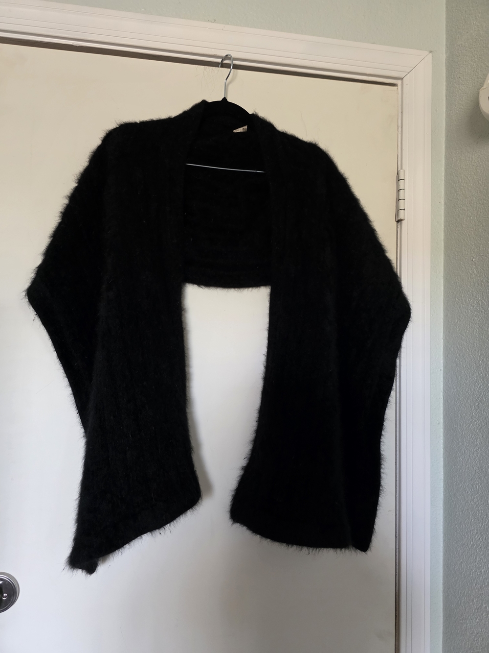 Luisa Spagnoli Vintage Black Angora Open-Front Wrap